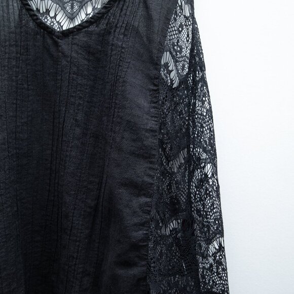 Free People V Neck Black Lace Sleeveless Top - Picture 4 of 8